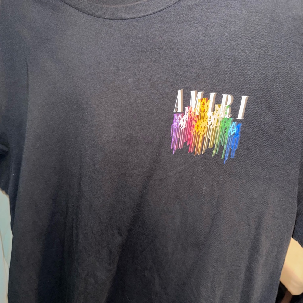 Amiri Black T-Shirt with Colorful Logo